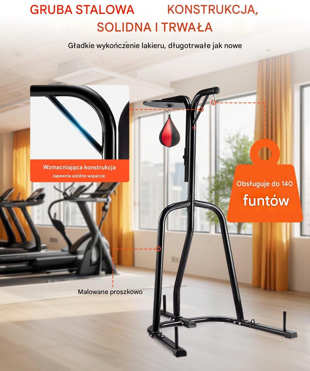 Stojak Bokserski 2w1 Uchwyt do Worków Treningowych Stalowy Profesjonalny