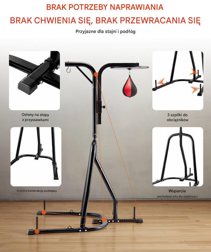 Stojak Bokserski 2w1 Uchwyt do Worków Treningowych Stalowy Profesjonalny