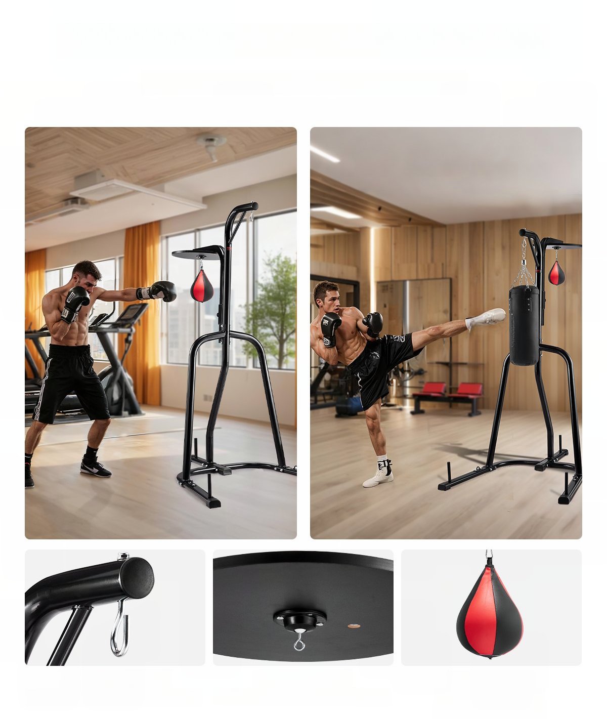 Stojak Bokserski 2w1 Uchwyt do Worków Treningowych Stalowy Profesjonalny